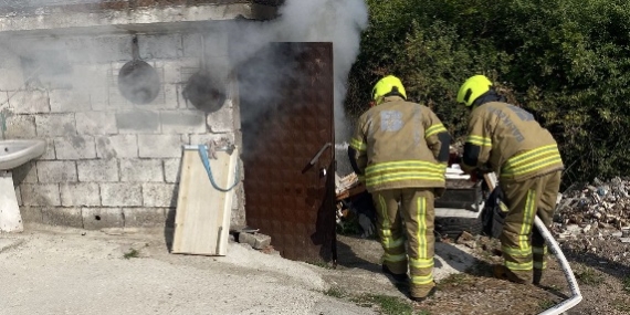 Gönen’de mermer atölyesinde çıkan yangın kısa sürede söndürüldü