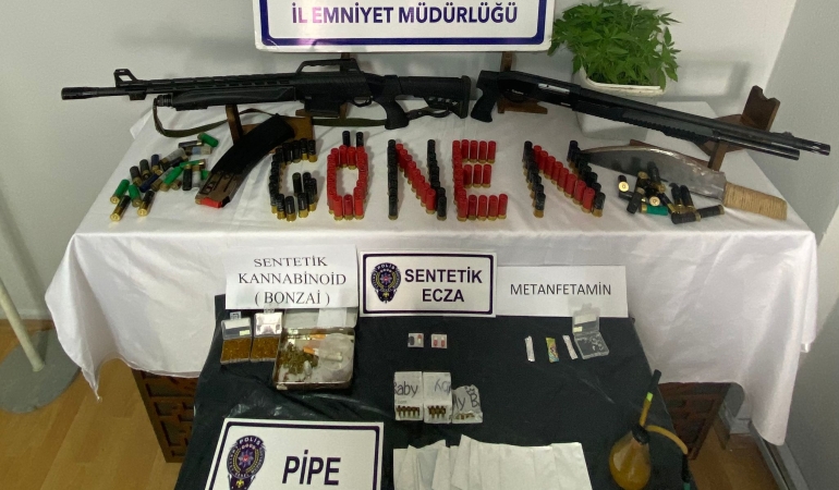 Gönen’de uyuşturucu ve silah operasyonu: 1 Kişi adli kontrolle serbest