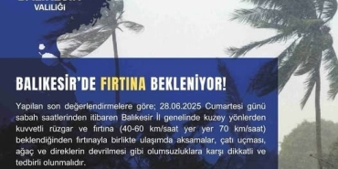 METEOROLOJİ'DEN BALIKESİR'E FIRTINA UYARISI