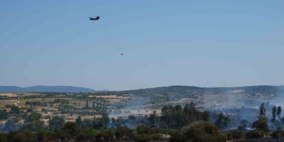 Balıkesir Pamukçu’da arazi yangınına müdahale ediliyor