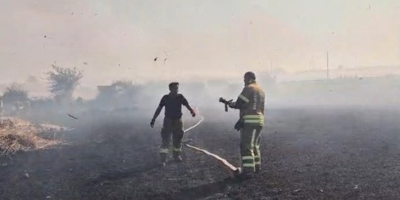 Susurluk’ta ekili arazi yangınına müdahale edildi