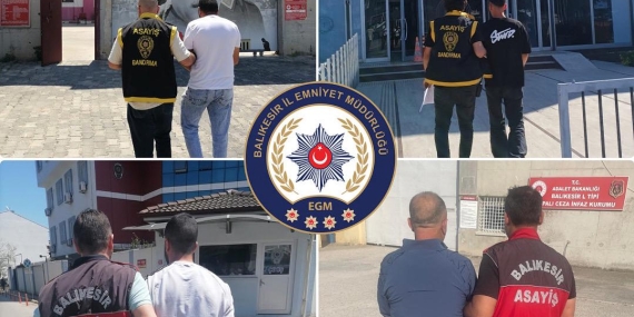 Balıkesir’de aranan şahıslara yönelik eş zamanlı operasyon: 21 tutuklama