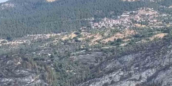 Dursunbey yangınında soğutma çalışmaları başladı