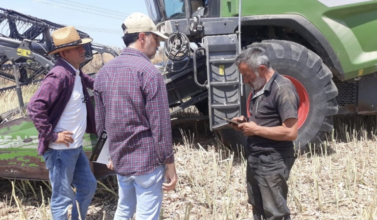 Gönen’de kanola hasadı sürecinde denetimler sürüyor