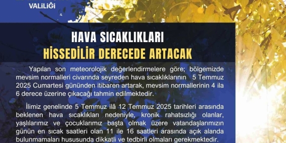 Balıkesir Valiliği’nden sıcak hava uyarısı