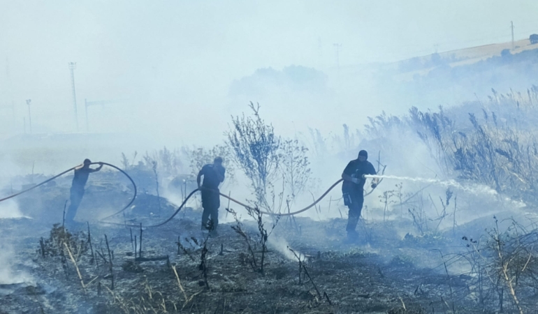 Bandırma-Bursa karayolunda arazi yangını söndürüldü