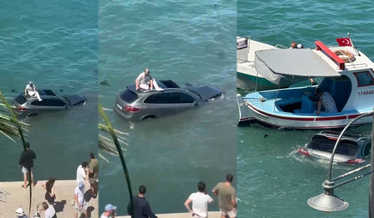 Balıkesir’de otomobil denize uçtu