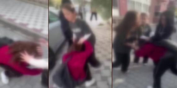 Balıkesir’de okul yakınında kız öğrencilerin kavgası kameraya yansıdı